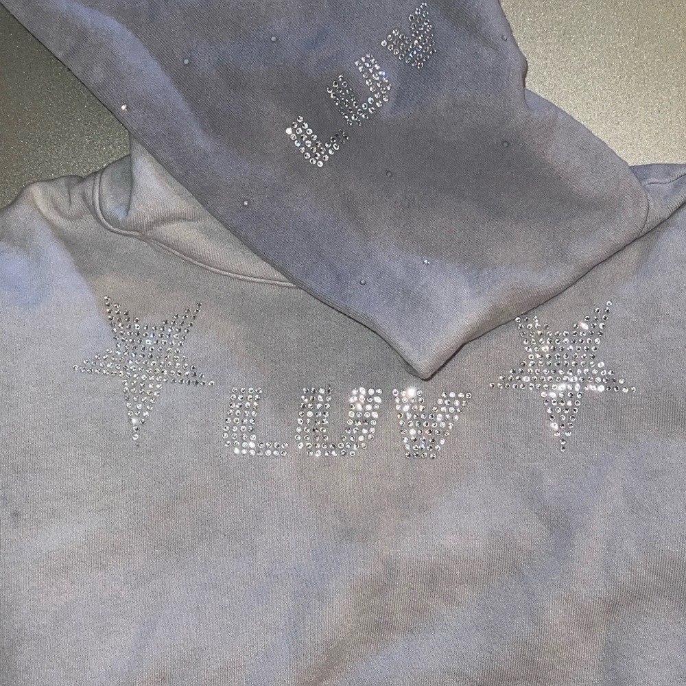 LUV brand hoodie. Blue. Comfy. Size Small great condition no missing gems